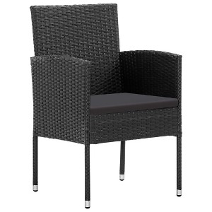 vidaXL Garden Chair Set of 4 Black PE rattan, steel, 100% polyester - 1 of 4