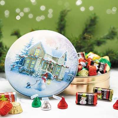 50 pcs Christmas Gift Tin with Hershey's Holiday Chocolate Candy Mix (1 lb)