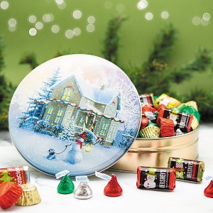 50 pcs Christmas Gift Tin with Hershey's Holiday Chocolate Candy Mix (1 lb) - 1 of 1