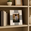 Decorative Picture Frame with Striped Border Accent - Stylish Resin Frame for Tabletop Centerpiece, Living Room, or Office Decor -9", Black & White - 2 of 4