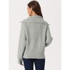 Seta T Women's Casual Long Sleeve Half Zip V Neck Collar Ribbed Knit Sweater - 4 of 4