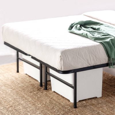 King Black Steel Platform Bed Frame with Bamboo Slats