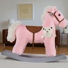 Mshliw Kids Plush Rocking Horse Ride-On Chair with Soft Toy Bear, Realistic Sounds, Wooden Base & Seat for Toddlers Ages 3+, Halloween gift - 3 of 4