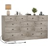 12 Drawer Dresser for Bedroom, 61Wood Tall Dresser with Power Outlet, Wide Chest of Drawer for Living Room,Hallway,Smooth Metal Rail,Large Storage - 4 of 4