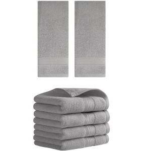 REGALWOVEN Solid Striped Cotton Soft Absorbent Hand Towels for Bath Hotel Spa 13" x 29" - 1 of 4