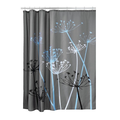Idesign 72"x72" Thistle Floral Fabric Bathroom Shower Curtain Gray/blue ...