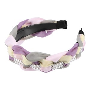 Unique Bargains Women's Bling Pearl Tulle Knot Headband Hairband Accessories 1.18 Inch Wide 1 Pc - 1 of 4