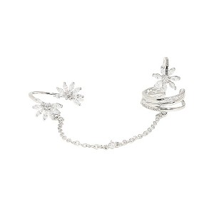 SOHI Women's Crystal Silver Floral Nail Ring - 1 of 4