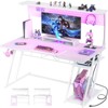 Aheaplus Gaming Desk with Hutch and LED Lights, Computer Table with Storage Shelves - 2 of 4