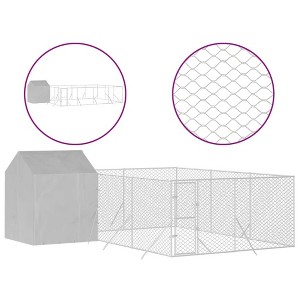 vidaXL Outdoor Dog Kennel Silver Galvanized steel, Polyethylene - 1 of 4