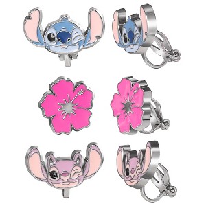 Disney Stitch And Angel Clip-On 3 Piece Earrring Set - Stitch, Angel, Flower - 1 of 4