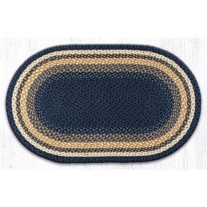 Earth Rugs Light Blue, Dark Blue & Mustard Oval Braided Rug – Handcrafted Quality - 1 of 1