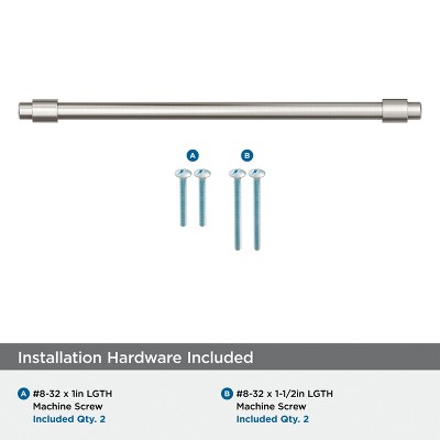 Satin Nickel Brushed Modern Industrial Bar Pull with Mounting Hardware