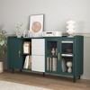 Modern Pantry Cabinet & Coffee Bar, 55" Sideboard with 2 Drawers, 2 Glass Doors, and Open Storage for Kitchen or Living Room - 2 of 4