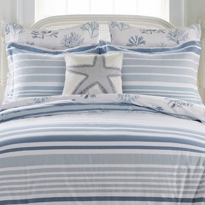 Truro Blue and White Cotton Full/Queen Duvet Cover Set