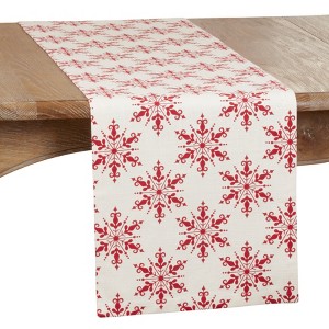 Saro Lifestyle Snowflake Runner, Red, 14" x 72" - 1 of 3