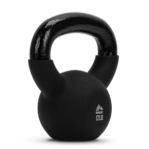 RBX 12lb Neoprene Kettlebell with Wide Handle & Iron Core, Flat Bottom, Great for All Fitness Levels, Black - 1 of 4