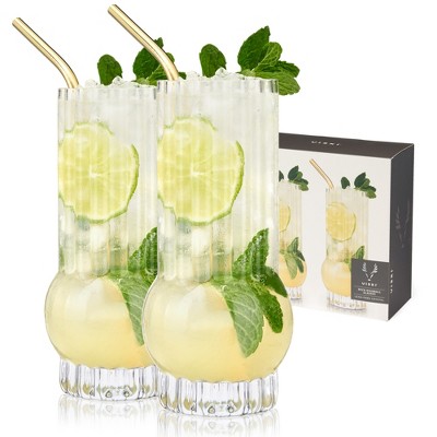 Viski Raye Angled Stemmed Margarita Glasses Set Of 2 - Premium Crystal  Clear Margarita Cocktail Glasses Drink Gift Set - 12oz : Target