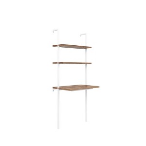 Theo Wall Shelf Rustic Matte Kids' Desk Oak Brown/White - Nathan James: Ladder Shelf Wall Desk, Metal Frame, Particle Board - 1 of 4