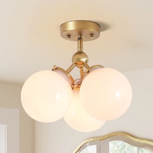 Rennnsan Luca 3-Light Modern Gold Cluster Opal Glass Globe Pendant Light for Kitchen Islands, Dining Rooms - 1 of 4