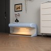 Small Entryway Shoe Bench, Faux Leather Upholstered Ottoman Bench with LED Sensor Light, Bench Seating for Living Room, Bedroom-Cuddlewood - 3 of 4
