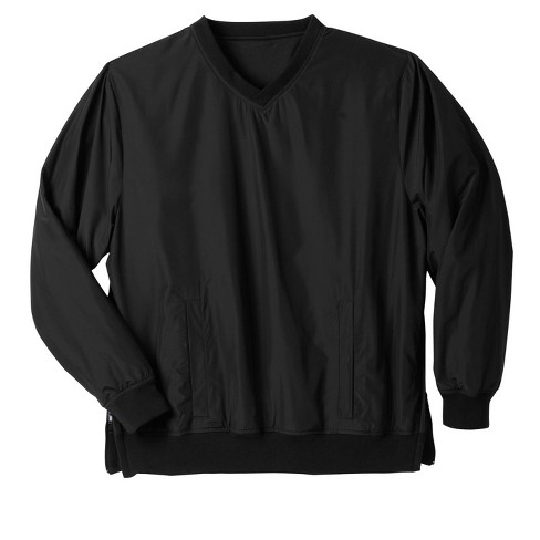 Black Windbreaker V-Neck Pullover - XL