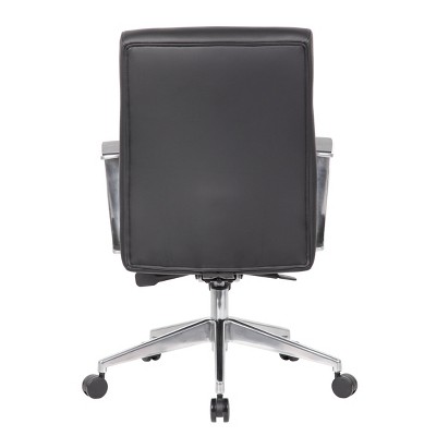 Black Vinyl Executive Swivel Conference Chair with Metal Base