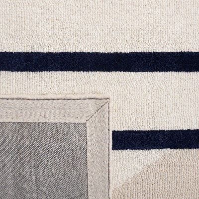 Beige and Black Wool Hand-Tufted Runner Rug