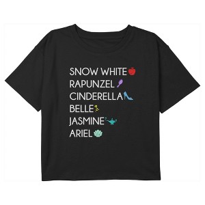 Girl's Disney Princess Icons Crop T-Shirt - 1 of 3