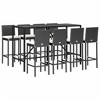 vidaXL Patio Bar Set Outdoor Table and Chair Set with Cushions Poly Rattan - Black 70.9" Table Length 8 Pieces - 3 of 4