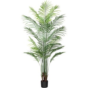 Tree City 6 Ft Artificial Palm Tree - Realistic Fake Areca Palm Plant in Pot, Tropical Faux Tree for Indoor & Outdoor Decor - 1 of 3