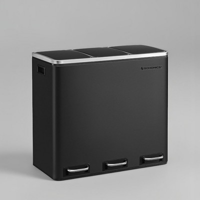 14.4 Gallon Trash Can, Kitchen Garbage Can, Recycle Bin with Soft-Close Lids, Stainless Steel
