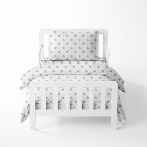 Bacati - Star Gray Ikat Muslin 4pc Toddler Bedding Set - 1 of 4