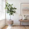 LuxenHome Boho White with Brown Accents 11-Inch Round MgO Planter - 4 of 4