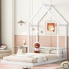 CAVINAS Twin/Full Size Bed Frame with House-Style Roof & Headboard Guardrails,Modern Floor Bed for Kids Room,Bedroom - 2 of 4