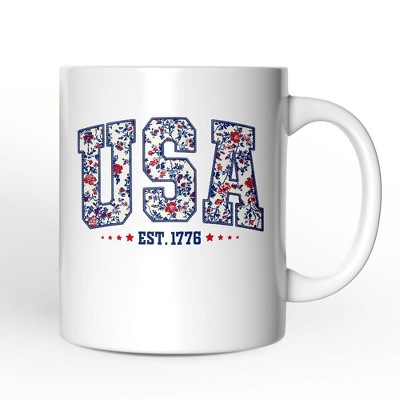 Patriotic USA Floral Mug, 1776 Independence Day Gift| OrnamentallyYou