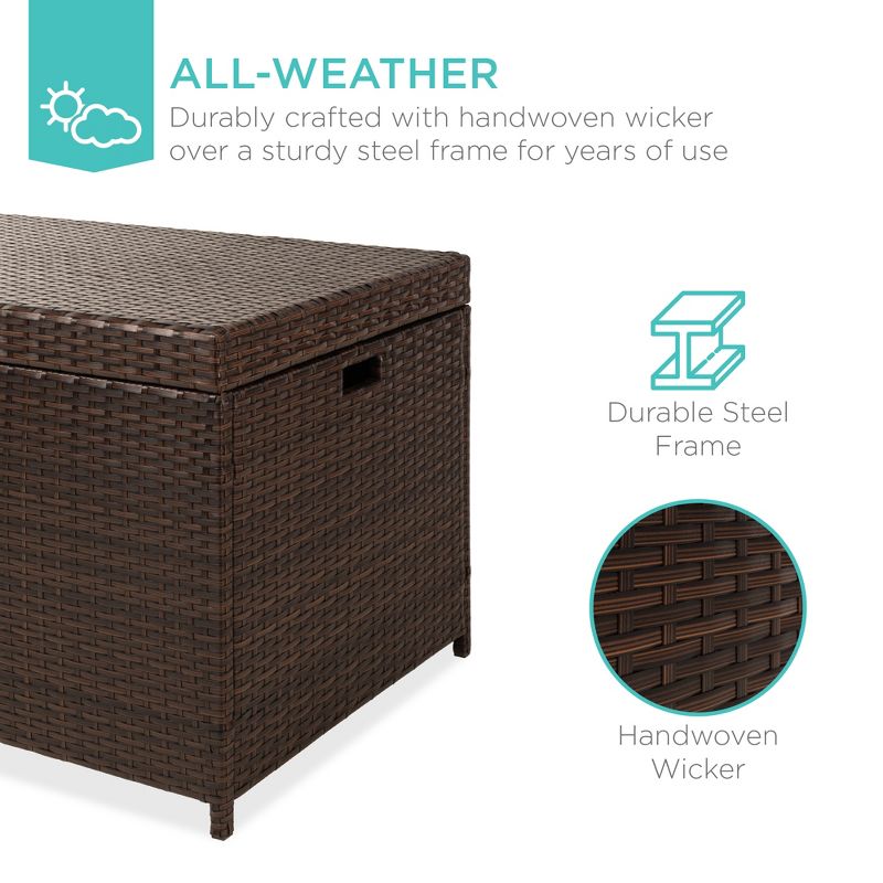 Best Choice Products 136 Gallon Large Deck Storage Box for Indoor Outdoor Furniture, Cushions, Pool Accessories - Brown, 2 of 8