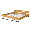 1 Piece Platform Bed Frame, Pine Wood and Black Iron, Slatted Headboard, No Mattress Included - Baofuwish - 3 of 4