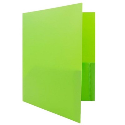 JAM Paper POP 2 Pocket School Folders with Metal Prong Fastener Lime Green 382ECLIGRU