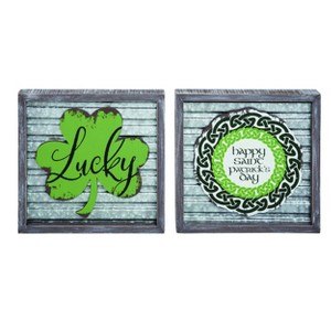 Transpac Wood/MDF Corrugated Frame Decor Set of 2 St Patrick Home Decorations - 1 of 1