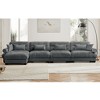 Oversized 166" Velvet Modular L-Shaped Sectional Sofa with Bolstered Armrests and Ottoman, 5-Piece Free combination Sofa - 2 of 4
