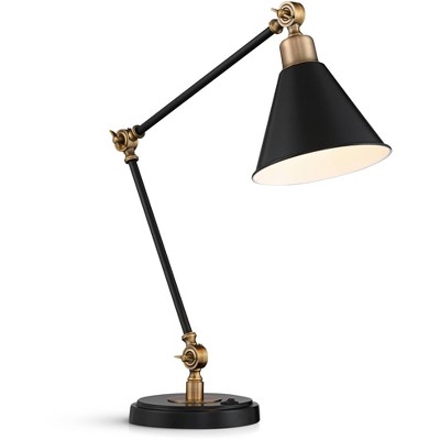 Adjustable Black and Brass Desk Lamp with USB Port