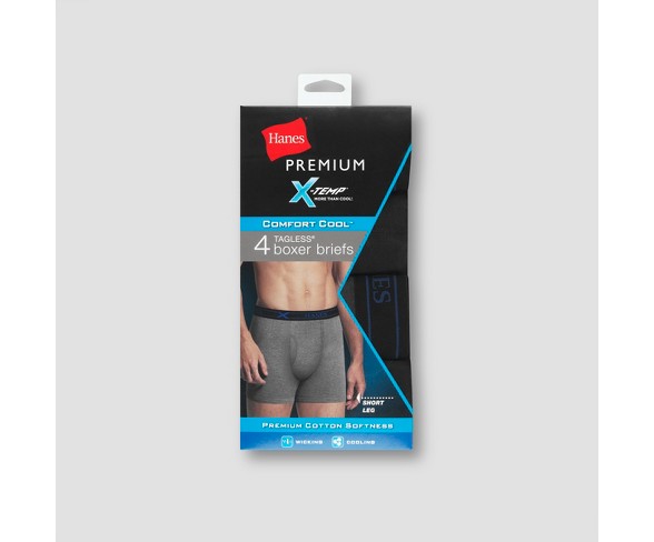 Hanes Premium Men's X-Temp Shorts Leg Boxer Briefs 4pk - Colors Vary S