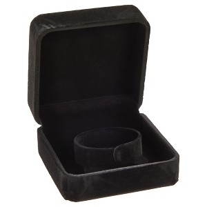 Juvale Square Velvet Jewelry Gift Box for Wedding, Birthday and Anniversary, Bracelets Storage Organizer Case, Black, 3.5x3.5x1.9 In - 1 of 4
