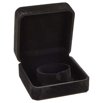 Juvale Square Velvet Jewelry Gift Box for Wedding, Birthday and Anniversary, Bracelets Storage Organizer Case, Black, 3.5x3.5x1.9 In
