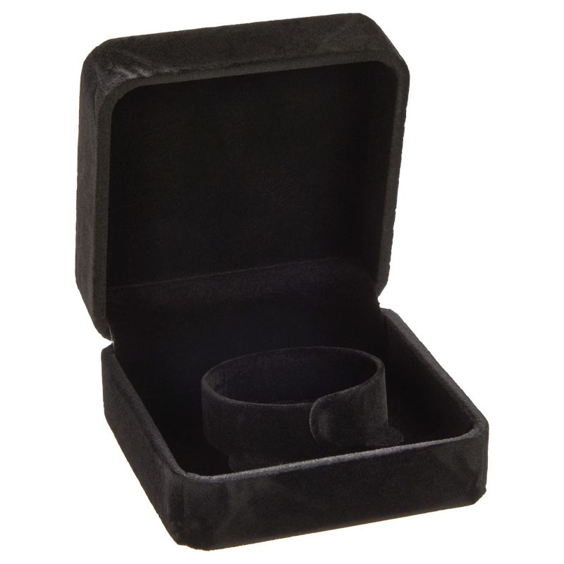 Juvale Square Velvet Jewelry Gift Box for Wedding, Birthday and Anniversary, Bracelets Storage Organizer Case, Black, 3.5x3.5x1.9 In, 1 of 9