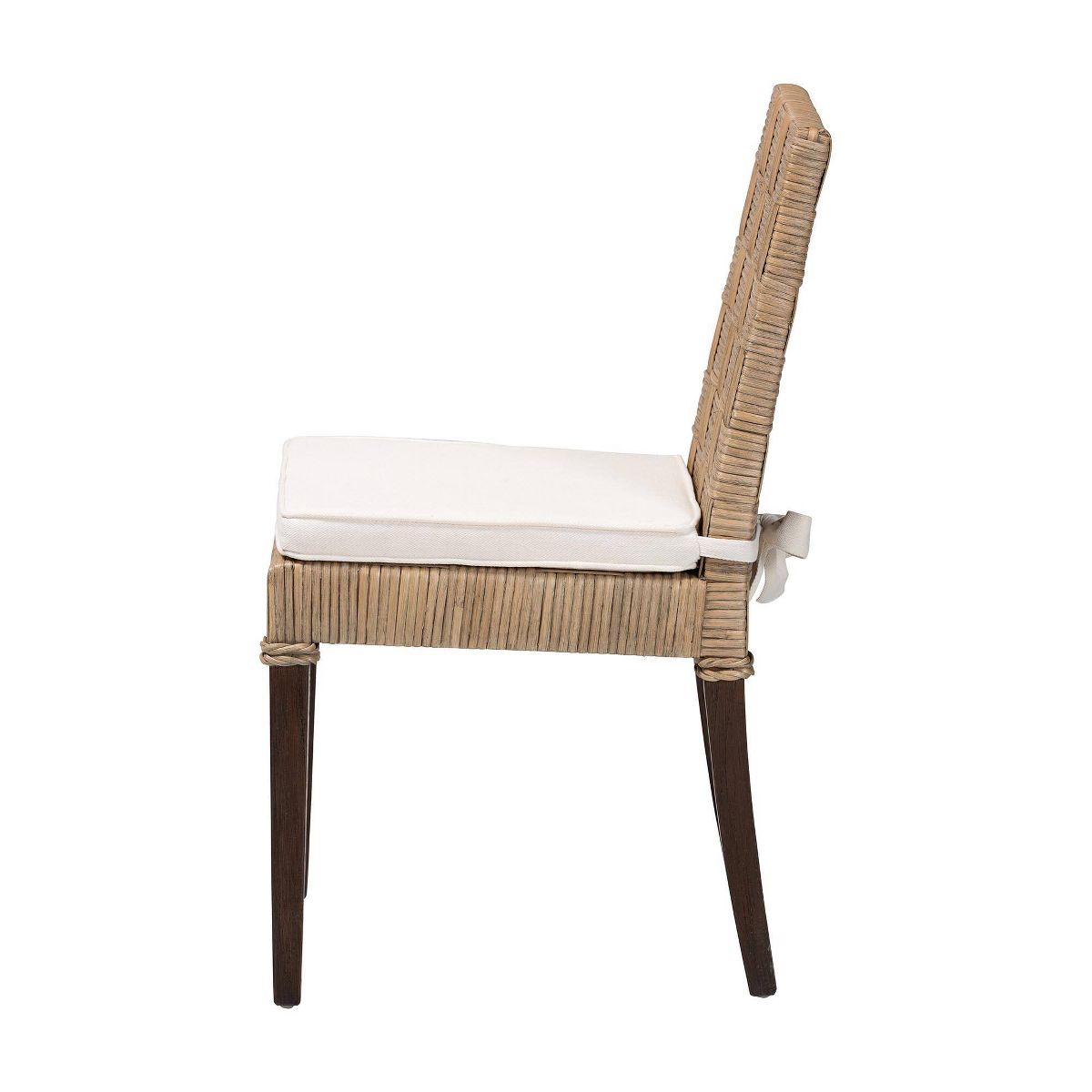 bali & pari Fatima Natural Rattan Dining Chair with Cushion Gray Taupe/Black - thumbnail 7