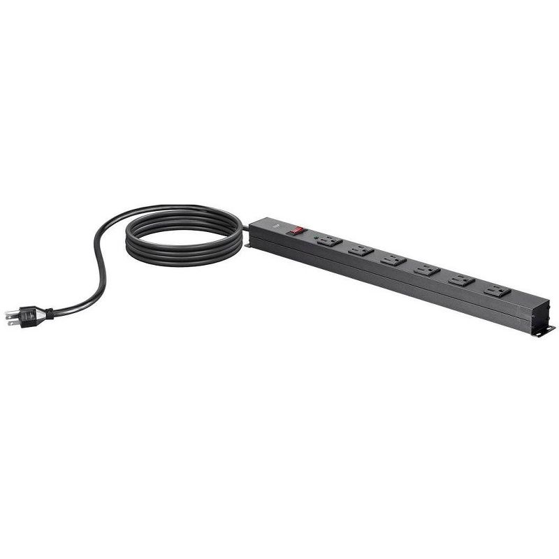 Monoprice 6 Outlet Metal Surge Protector Power Strip - 15 Feet Cord - Black | 540 Joules, 2 of 7