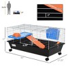 35"L Small Animal Cage, Rolling Bunny Cage, Guinea Pig Cage with Food Dish, Water Bottle, Hay Feeder, Platform, Ramp for Chinchilla - 3 of 4