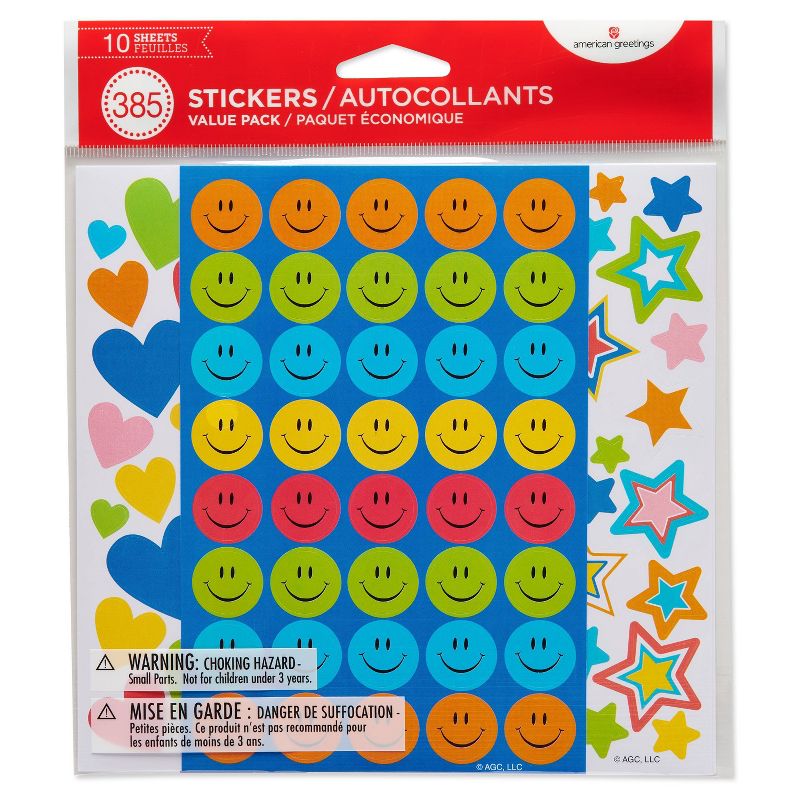 385ct Hearts, Stars, and Smiley Face Stickers, 3 of 4
